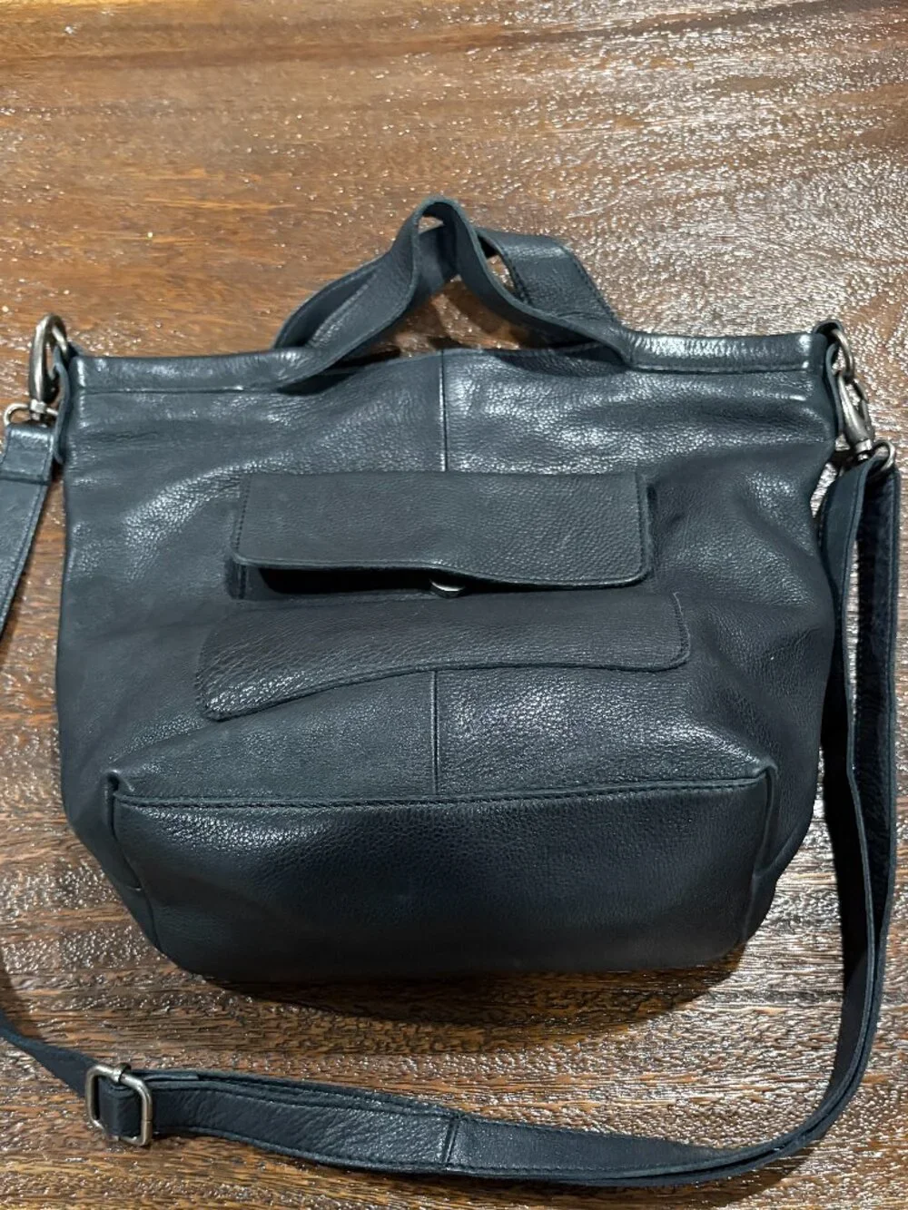 LATICO Leather Hobo Bucket Satchel Purse Black